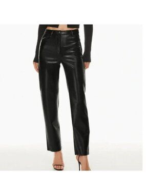 Wilfred Melina Pants Size 4 Faux Leather High Rise Straight Leg Black Grunge NEW